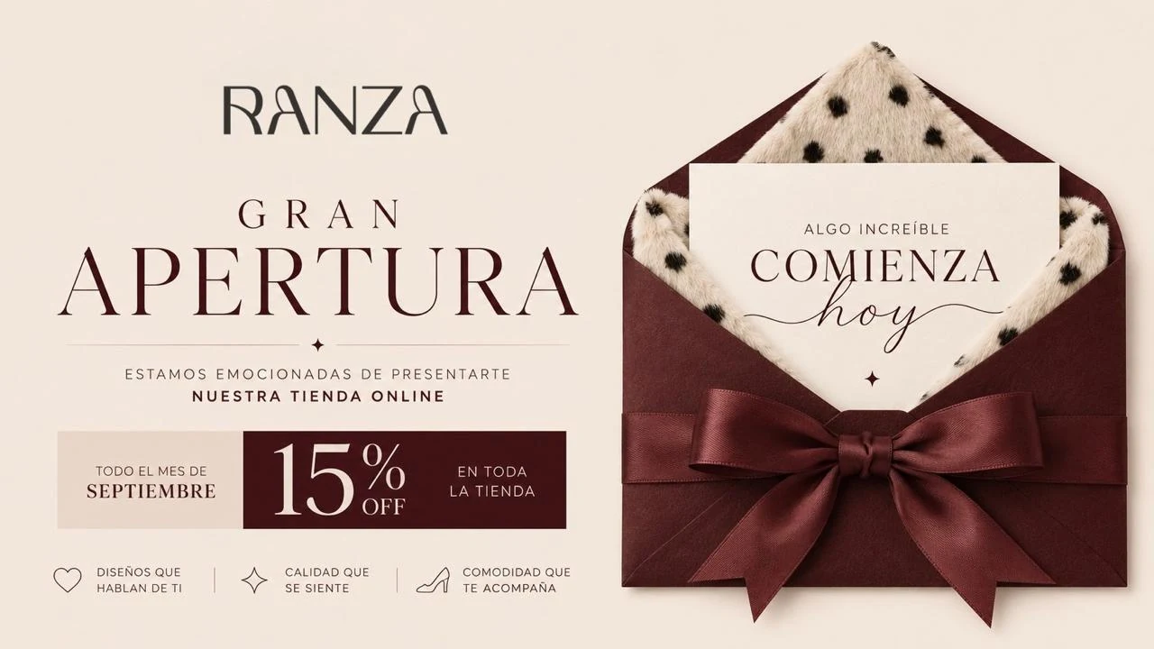 RANZA — Gran apertura: 15% de descuento en toda la tienda durante septiembre